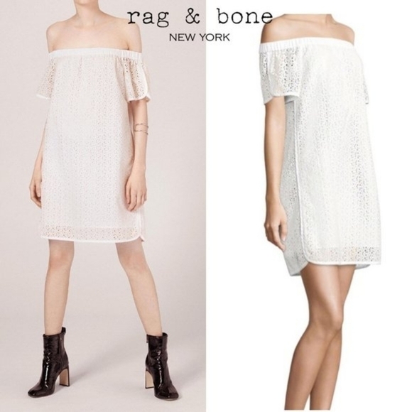 RAG & BONE Eyelet Lace Floral Off Shoulder Dress - Picture 2 of 12